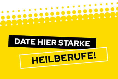 Das Wort Sozialberufe vor einem gelben Hintergrund
